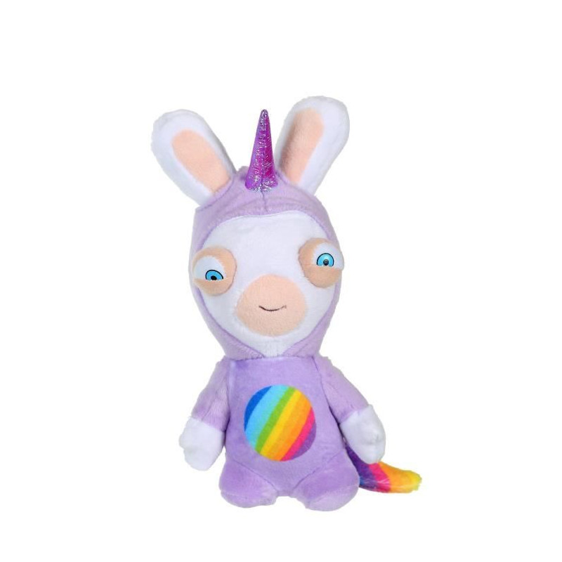 LAPINS CRETINS Peluche Licorne Lapicorne Sonore Mauve - 18 cm