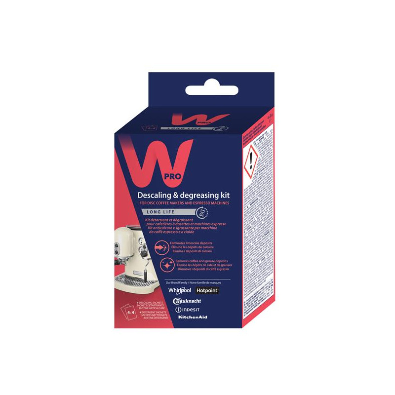 WPRO Kit de nettoyage Express O² : 4 sachets détartrants + 4 sachets dégrais WPRO - KDC001