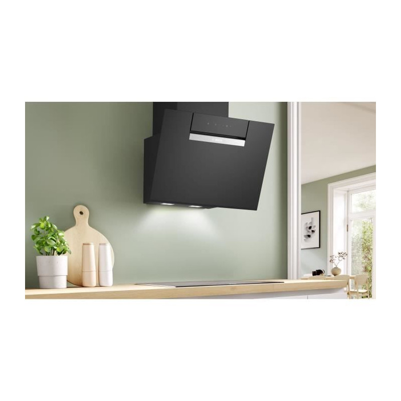 Hotte décor murale - inclinée verre - BOSCH SER4 - DWK67FN60 Noir - Home Connect - L: 590 mm x P: 433 mm