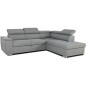 Canapé d'angle convertible réversible avec coffre - 5 places - DAYTONA - Tissu gris - 260 x 77 / 94 x 216 cm