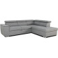 Canapé d'angle convertible réversible avec coffre - 5 places - DAYTONA - Tissu gris - 260 x 77 / 94 x 216 cm