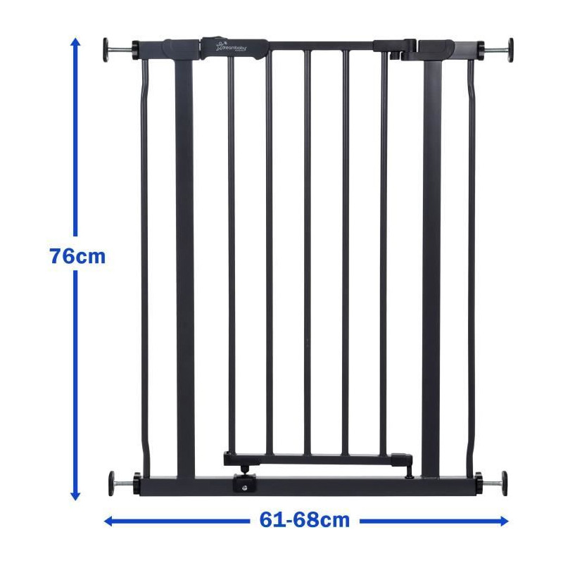 Barriere de sécurité - DREAMBABY - AVA - Montée par pression - 61-68 x 75 cm - Double verrouillage - Anthracite