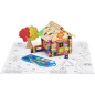 Chalet a Peindre 85 Pieces - JEUJURA - Jeu de Construction en Bois Naturel, Accessoires et Peinture Inclus, 26x24x9 cm