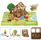 La Serre du Jardinier 40 Pieces - JEUJURA - Jeu de Construction en Bois Naturel, Tapis et Accessoires Inclus, 22x18,5x8,5 cm