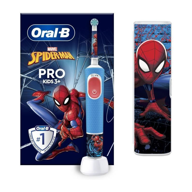 Brosse a dents électrique - ORAL-B - Kids 1 manche Marvel Spider-Man - 1 brossette - 1 étui de voyage - 3 ans et +