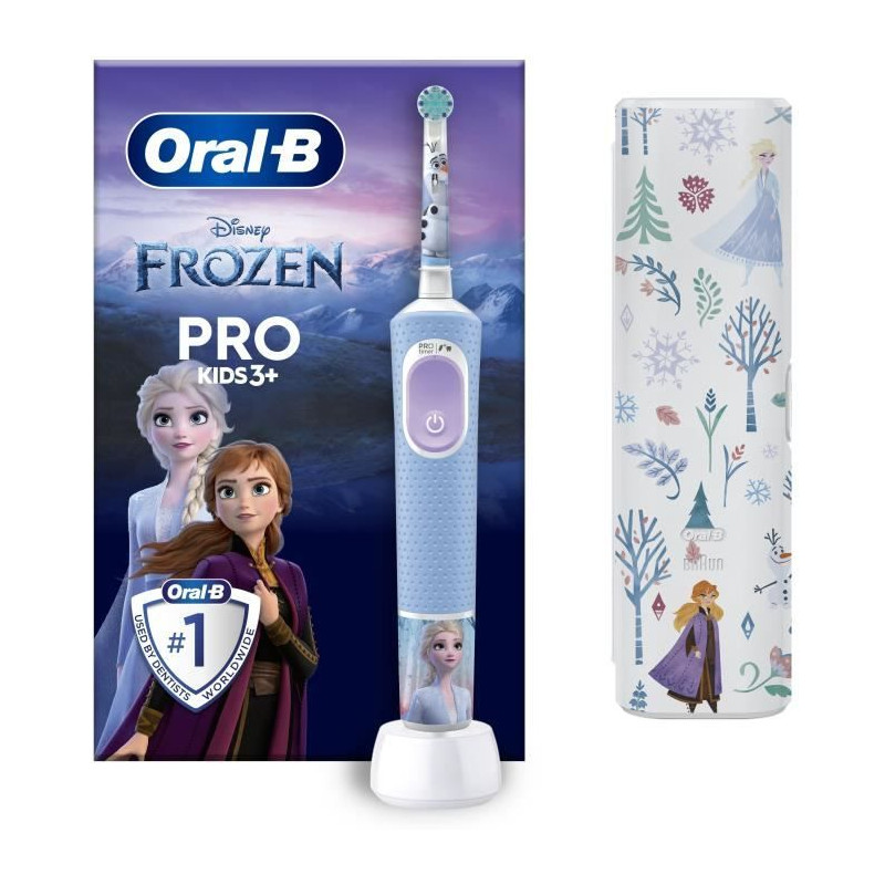 Brosse a dents électrique - ORAL-B - Kids 1 manche La Reine Des Neiges - 1 brossette - 1 étui de voyage - 3 ans et +