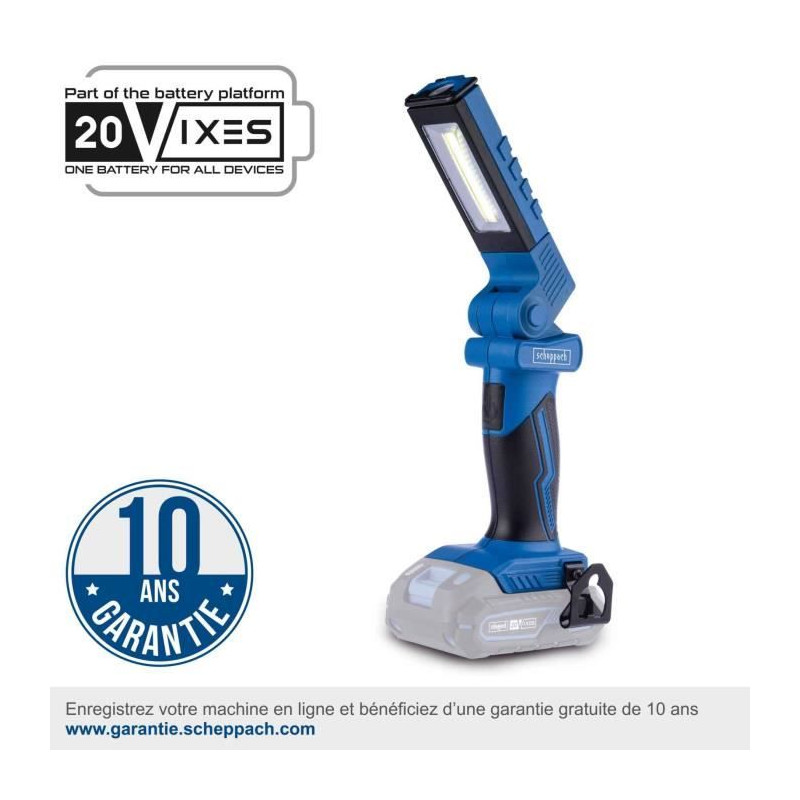 Lampe torche - SCHEPPACH - 20V IXES - 6200k - 300lm - 16h d'autonomie - sans batterie ni chargeur - C-WL20-X