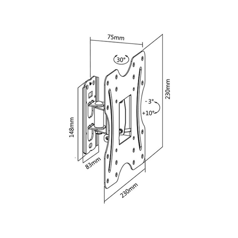 Support pour TV de 23" à 42" avec 1 articulation MBG FRANCE - ELB2342-1