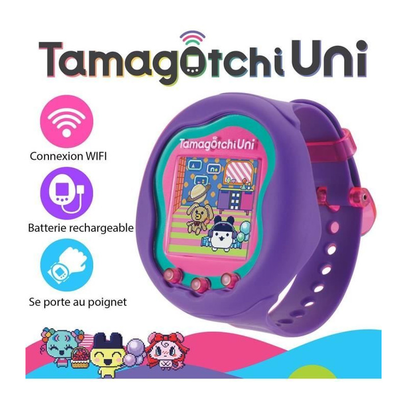 Tamagotchi Uni - Bandai - Modele Violet - Animal de compagnie virtuel connecté avec bracelet montre