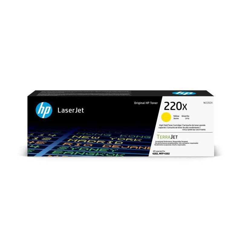 Cartouche de Toner HP 220X Jaune grande capacité Authentique (W2202X) pour HP LaserJet Pro 4202 / 4302