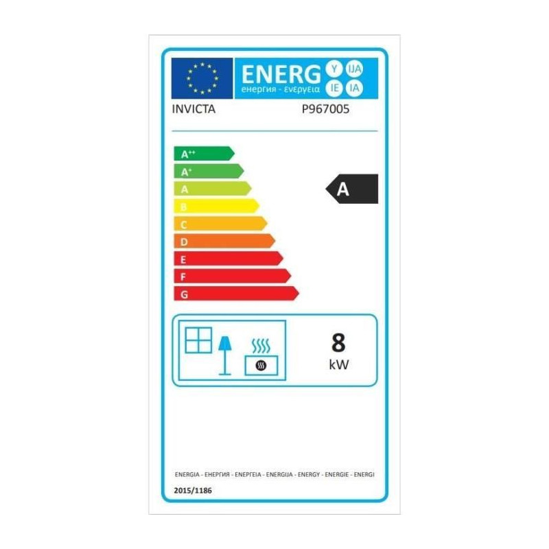 Insert de cheminée - INVICTA ETHERA - Fonte - Convection naturelle - 8KW