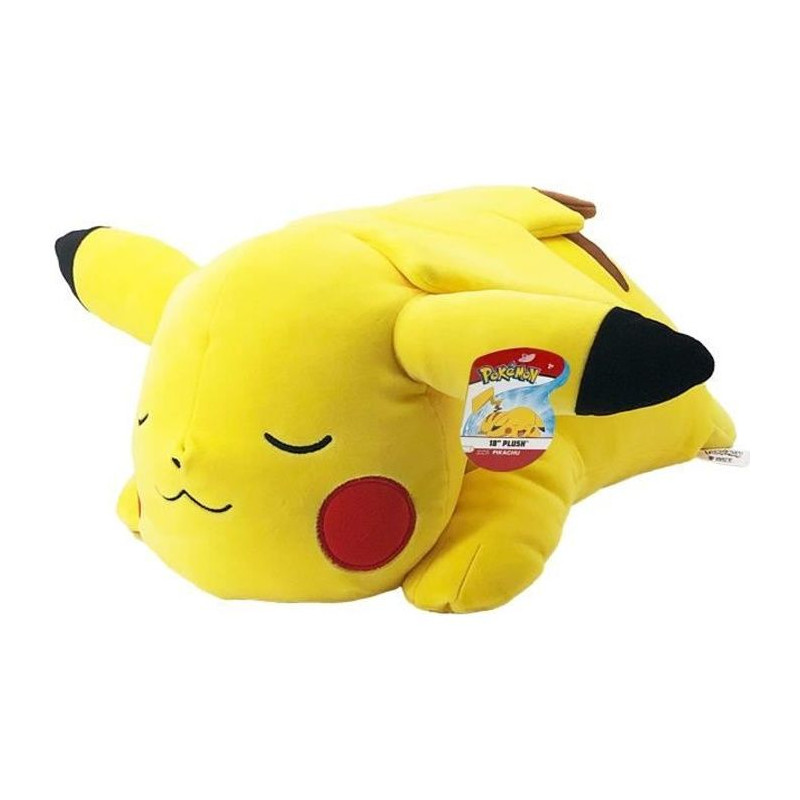 Peluche Pikachu Dort 40 cm - Pokémon - BANDAI - Doudou ou Oreiller - Pour Enfant a partir de 2 ans