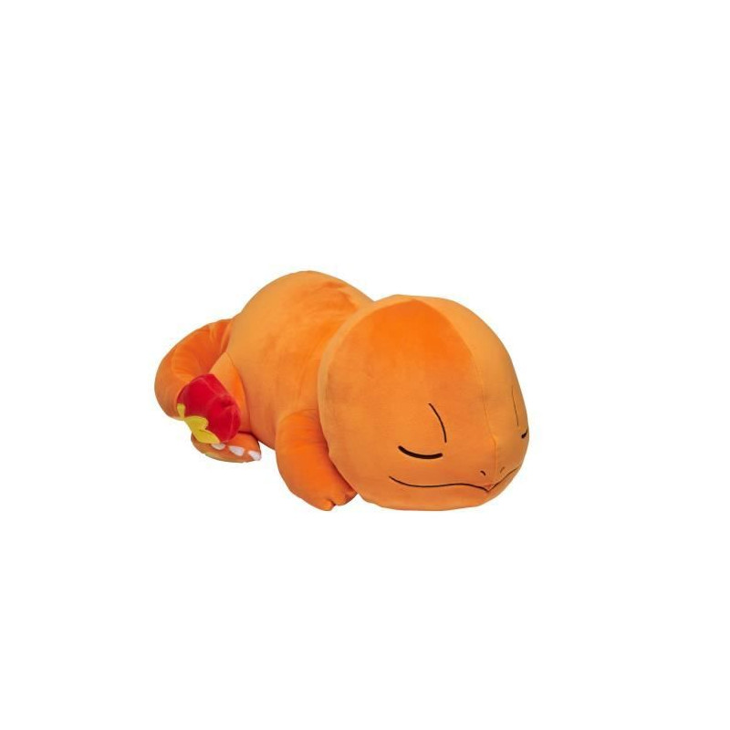 Peluche Salameche Dort 40cm - BANDAI - Pokémon - Doudou ou Oreiller pour Enfant de 2 ans et plus