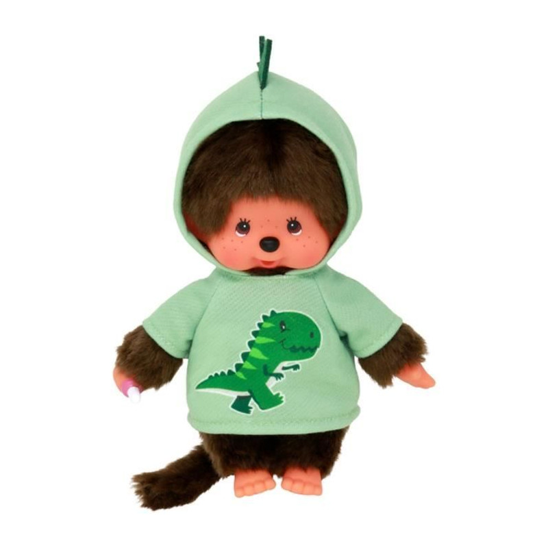 Peluche Monchhichi Dinosaure - BANDAI - 20 cm - Douce peluche