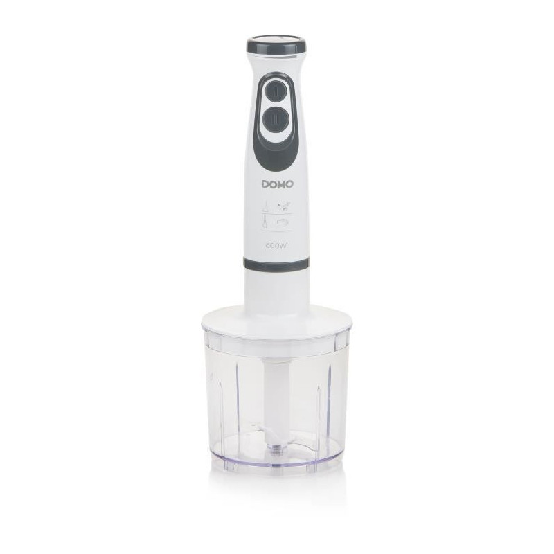 Ensemble Mixeur - DOMO - DO1089M - 600 W - Vitesse variable + Turbo - Mixeur plongeur, fouet, hachoir, verre gradué - Blanc