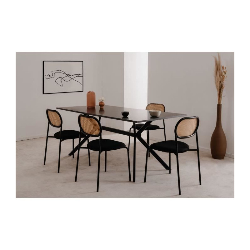 Table Onex 81A - 180 x 75 x 90 cm - Décor ardoise foncé / noir - 8 personnes