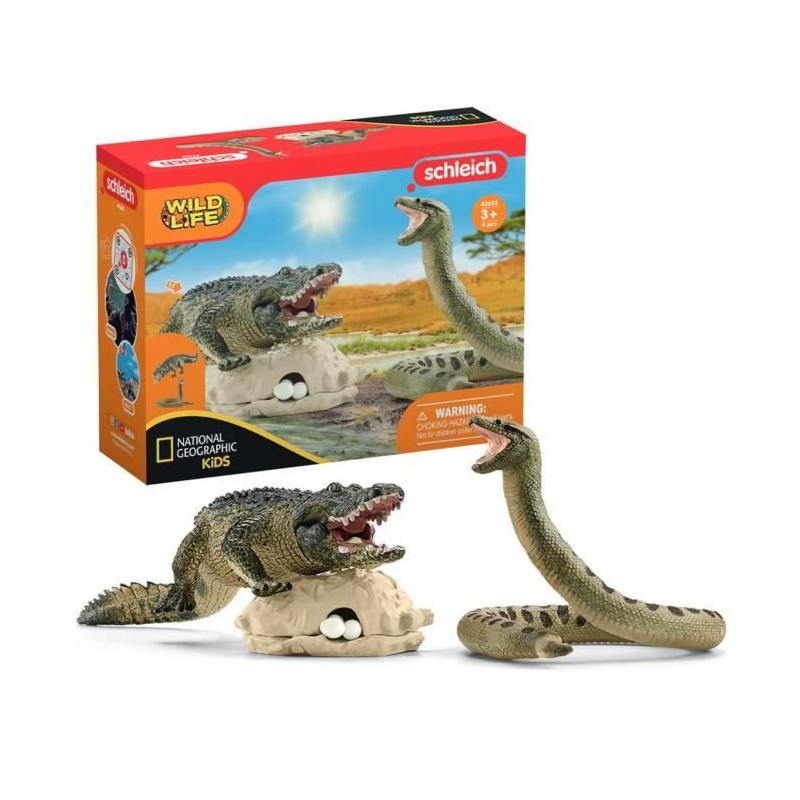 Coffret Duel Aligator/Anaconda, figurines animaux sauvages, Schleich 42559 Wild Life, Pour enfant des 3 ans