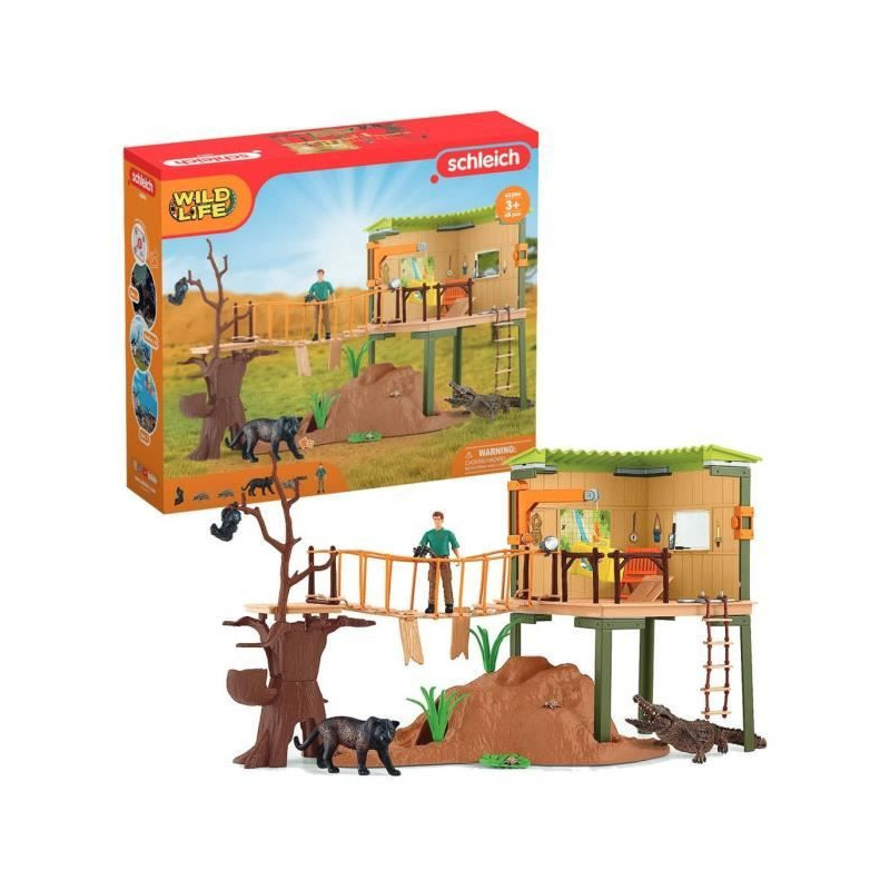 Coffret Station d'aventures sauvages, figurines animaux sauvages, Schleich 42594 Wild Life, Pour enfant des 3 ans