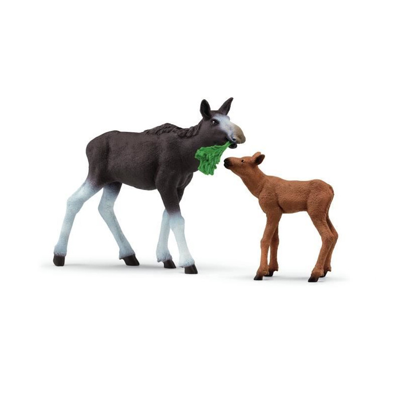 Figurines Élan Femelle avec Veau, animaux sauvages, Schleich 42629 Wild Life, Pour enfant des 3 ans