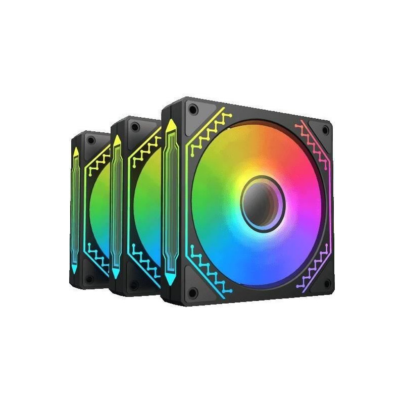 XIGMATEK - Starz Pro (Noir) (Pack de 3) - Ventilateurs 3x120mm A-RGB pour boitier PC