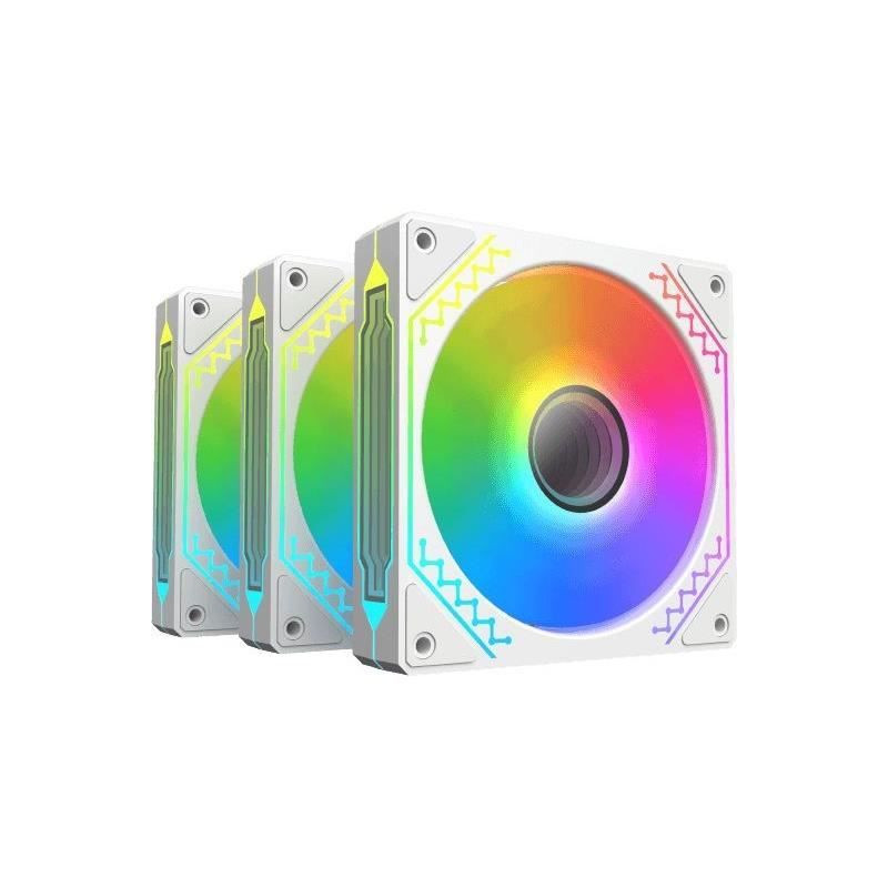 XIGMATEK - Starz Pro Arctic (Blanc) (Pack de 3) - Ventilateurs 3x120mm A-RGB pour boitier PC