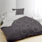 VISION Parure de couette Lenny - 100% coton - 1 housse de couette 220 x 240 cm + 2 taies d'oreiller 65 x 65 cm - Gris anthracite