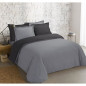 VISION - Bicolore - Housse de couette Réversible 240x220cm avec 2 taies 65x65cm - Anthracite/gris - 100% coton