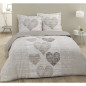 VISION Parure de couette Alice - 100% coton - 1 housse de couette 220 x 240 cm + 2 taies d'oreiller 65 x 65 cm - Beige et blanc