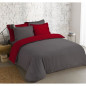 VISION - Bicolore - Housse de couette Réversible 200x200cm avec 2 taies 65x65cm - Anthracite/rouge - 100% coton