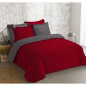 VISION - Bicolore - Housse de couette Réversible 200x200cm avec 2 taies 65x65cm - Anthracite/rouge - 100% coton