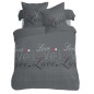 VISION Parure de couette Love - 100% coton - 1 housse de couette 240 x 220 cm + 2 taies d'oreiller 65 x 65 cm - Gris anthracite