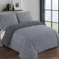 VISION Parure de couette Hugo - 100% coton - 1 housse de couette 240 x 220 cm + 2 taies d'oreiller 65 x 65 cm - Gris anthracite