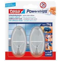 TESA CROCHET POWERSTRIPS OVALE X2 CHROME TESA - 58050-00012-01