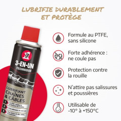 3-EN-UN LUBRIFIANT CHAINES ET CABLES BBE 250ML 3-EN-UN - 33602/10