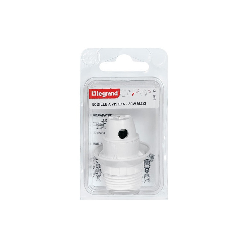 LEGRAND DOUILLE E14 PLAST.BLANC+BAGUE      S/C LEGRAND - 091123