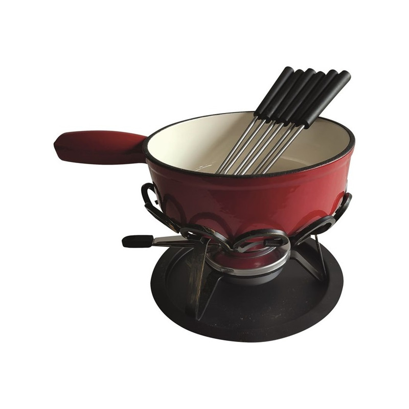 TABLE ET COOK SET FONDUE ROUGE UNI 24 CM RÉCHAUD FER FORGÉ TABLE ET COOK - DSBRGSAF24