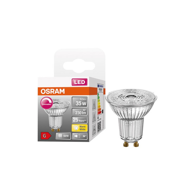 SPOT PAR16 LED36 VERRE 3.7W GU10 CHD B OSRAM - 4058075797550