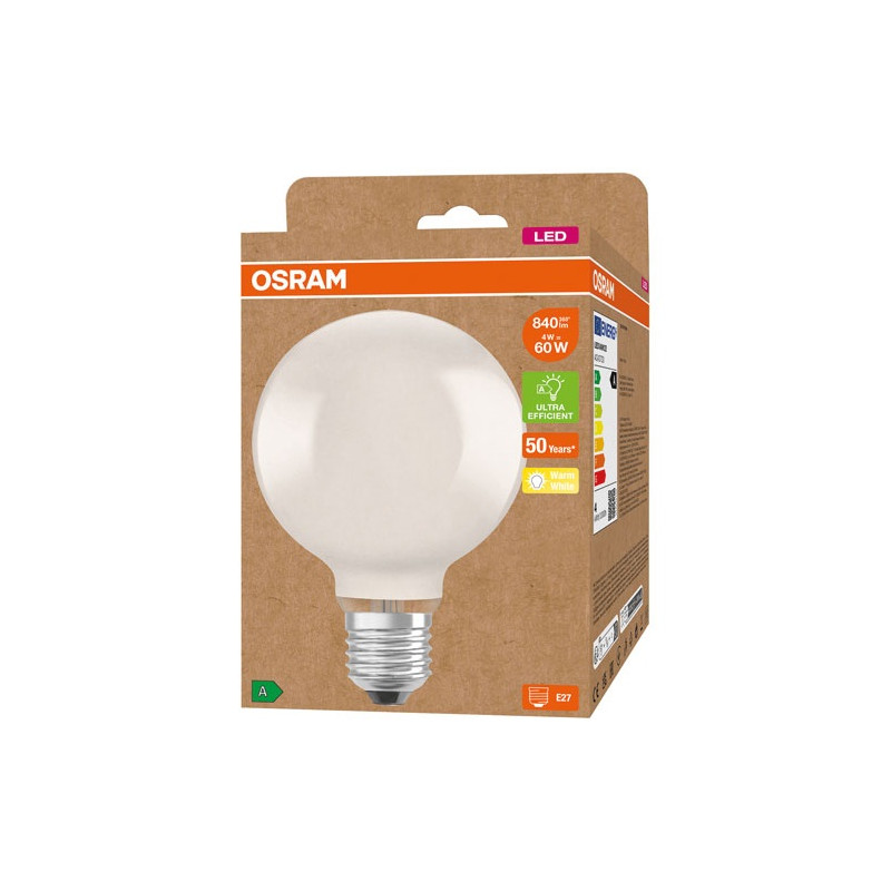 OSRAM LED GLOBE 95 VER.DEP.CL A 4W E27 BLC C OSRAM - 4099854009679