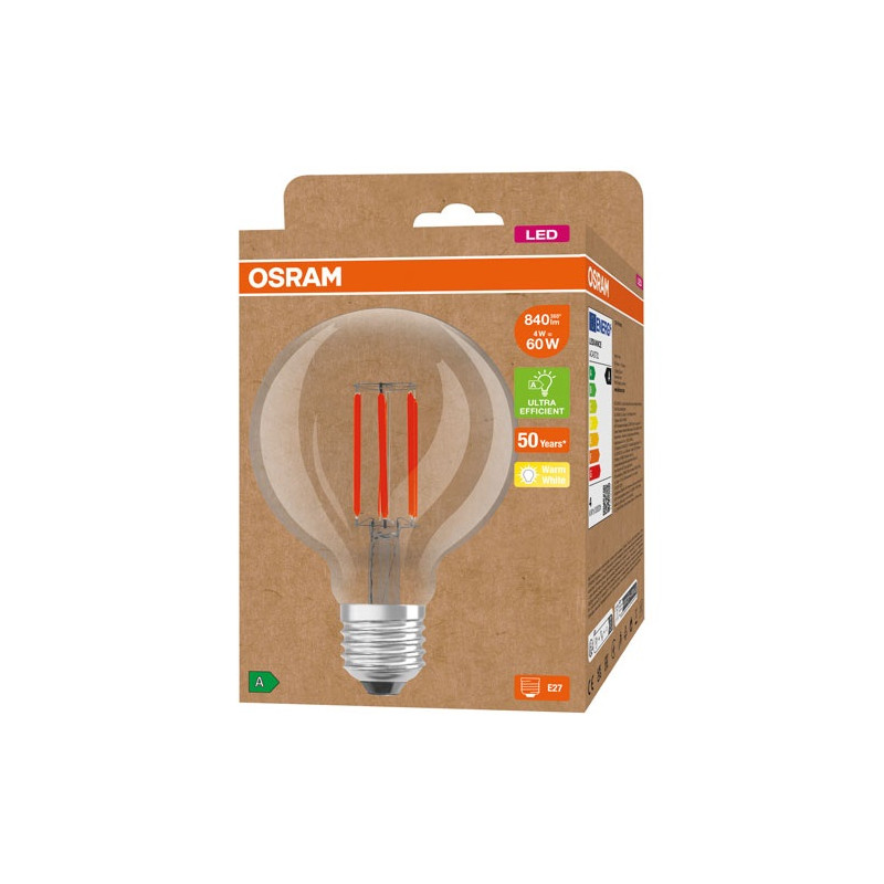 OSRAM LED GLOBE 95 CLAIR CL A 4W E27 BLC CHA OSRAM - 4099854009655