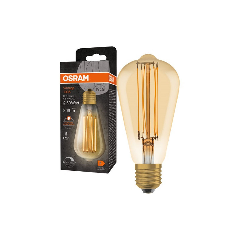 OSRAM 1906 EDISON CLAIR FIL OR 8.8WE27 CHAU OSRAM - 4099854091087