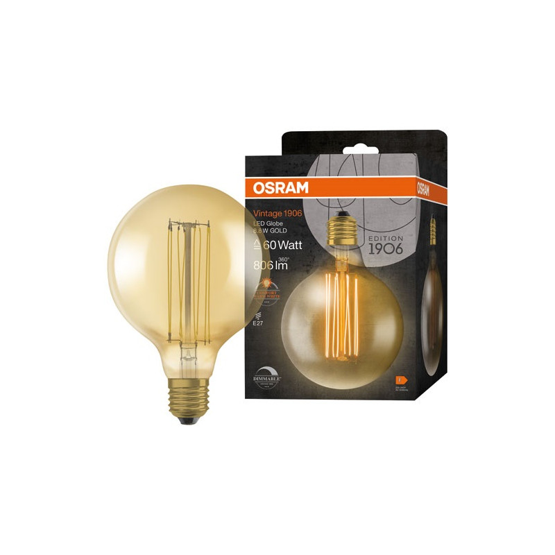 1906 GLOBE 125MM CLAIR 8.8W E27 CHAUD OSRAM - 4058075761810