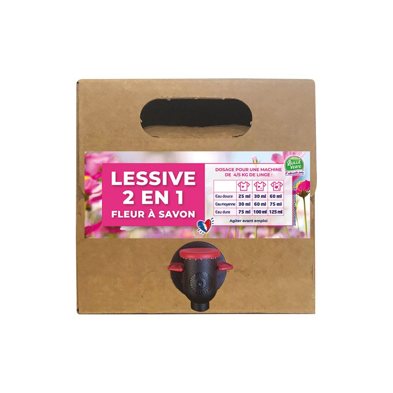 LESSIVE LIQ.2-EN-1 FLEUR SAVON BIB 3 L BULLE VERTE - 20BIB003BV