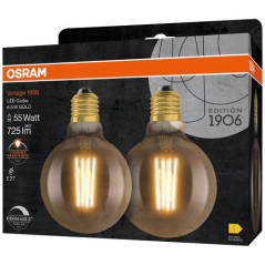 OSRAM 1906 GLOBE 95MM CLAIR 6.5W E27 CHD X2 OSRAM - 4058075754737