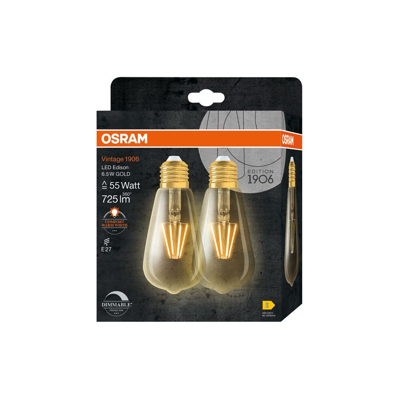 1906 EDIS.CLAIR FIL.OR 6.5W E27 CHD X2 OSRAM - 4058075754713