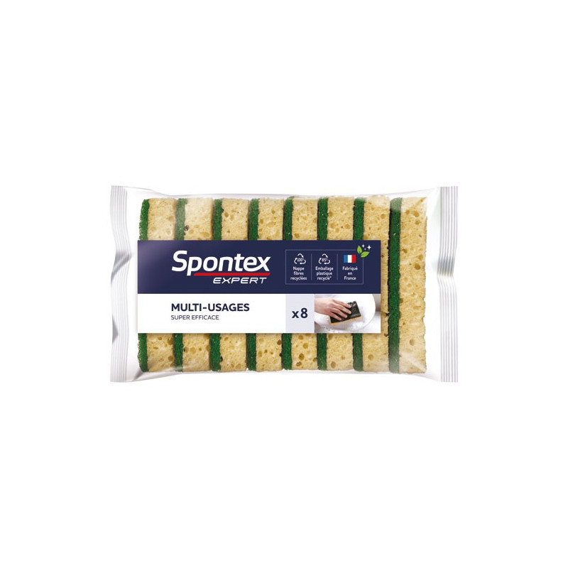 EPONGE MULTIUSAGES GRATTANTE VERTE X 8 SPONTEX EXPERT - 19600546