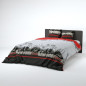 VISION Parure de couette New York - 100% coton - 1 housse de couette 220 x 240 cm + 2 taies d'oreiller 65 x 65 cm - Rouge et gri