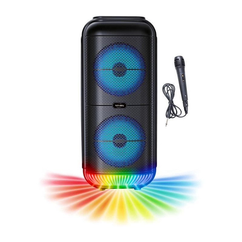 Enceinte Karaoké lumineuse - INOVALLEY - KA22-BTH - Bluetooth V5.0 - 49 cm - 500 W - Noir