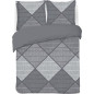 Parure Housse de couette - VISION - Harold - 200 x 200 cm - 2 taies assorties 65 x 65 cm - Gris - 100% coton