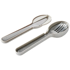 LEKUE SET DE 3 COUVERTS INOX BASIC TO GO +ETUI FIBRE BOIS LEKUE - 0301000S02U150