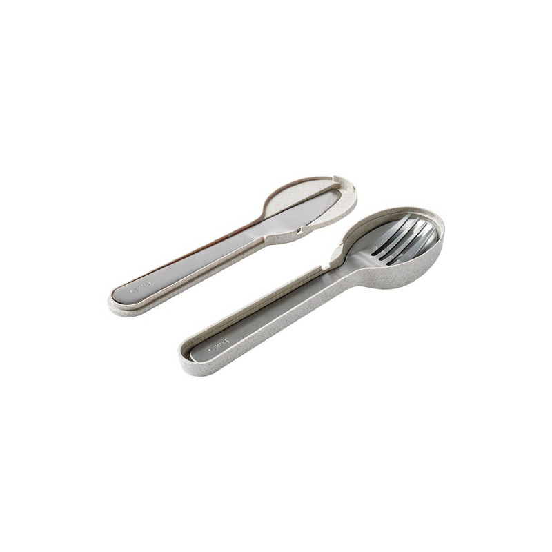 LEKUE SET DE 3 COUVERTS INOX BASIC TO GO +ETUI FIBRE BOIS LEKUE - 0301000S02U150